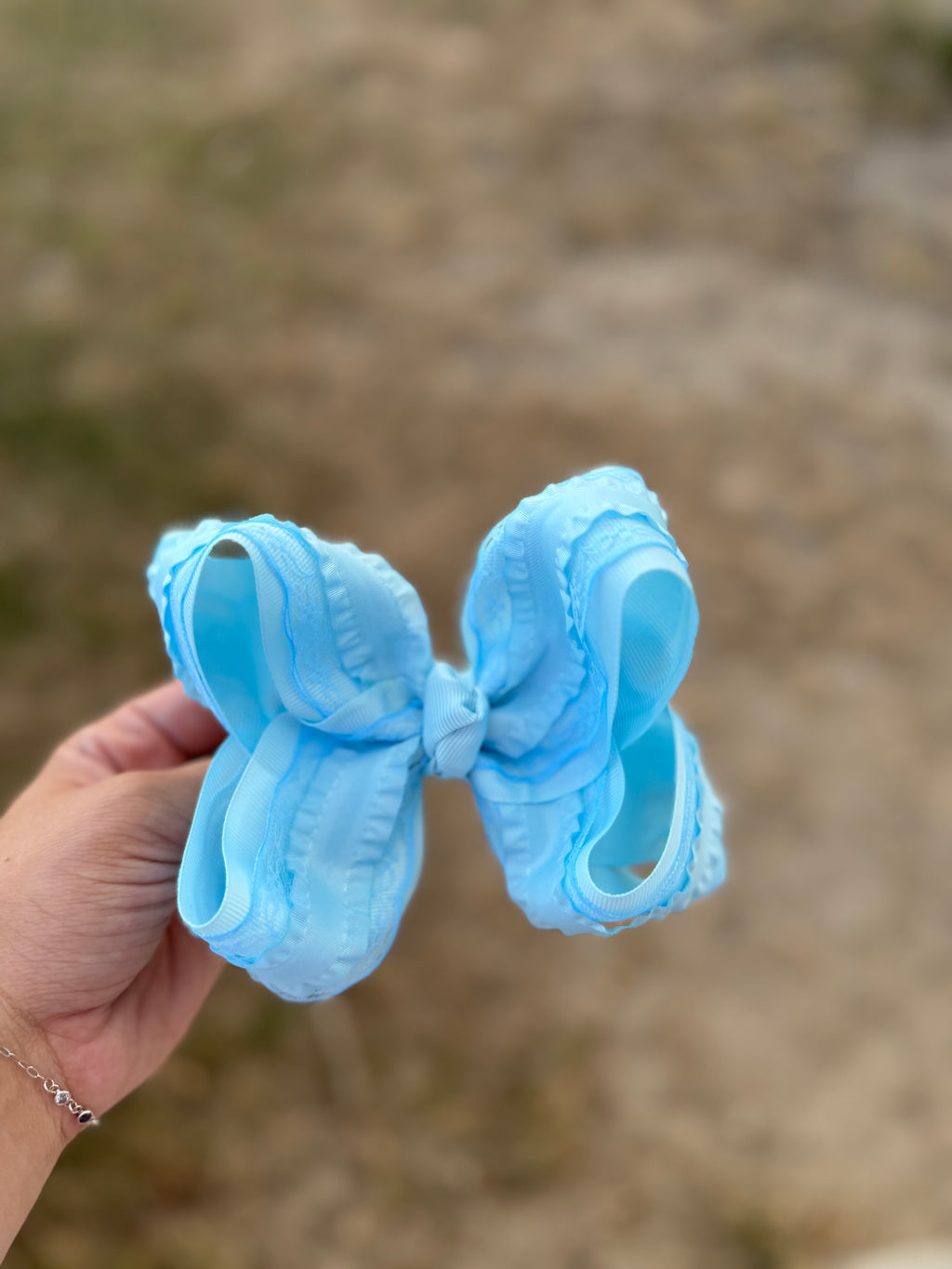 Blue Spring 3 Layer Ribbon Bow