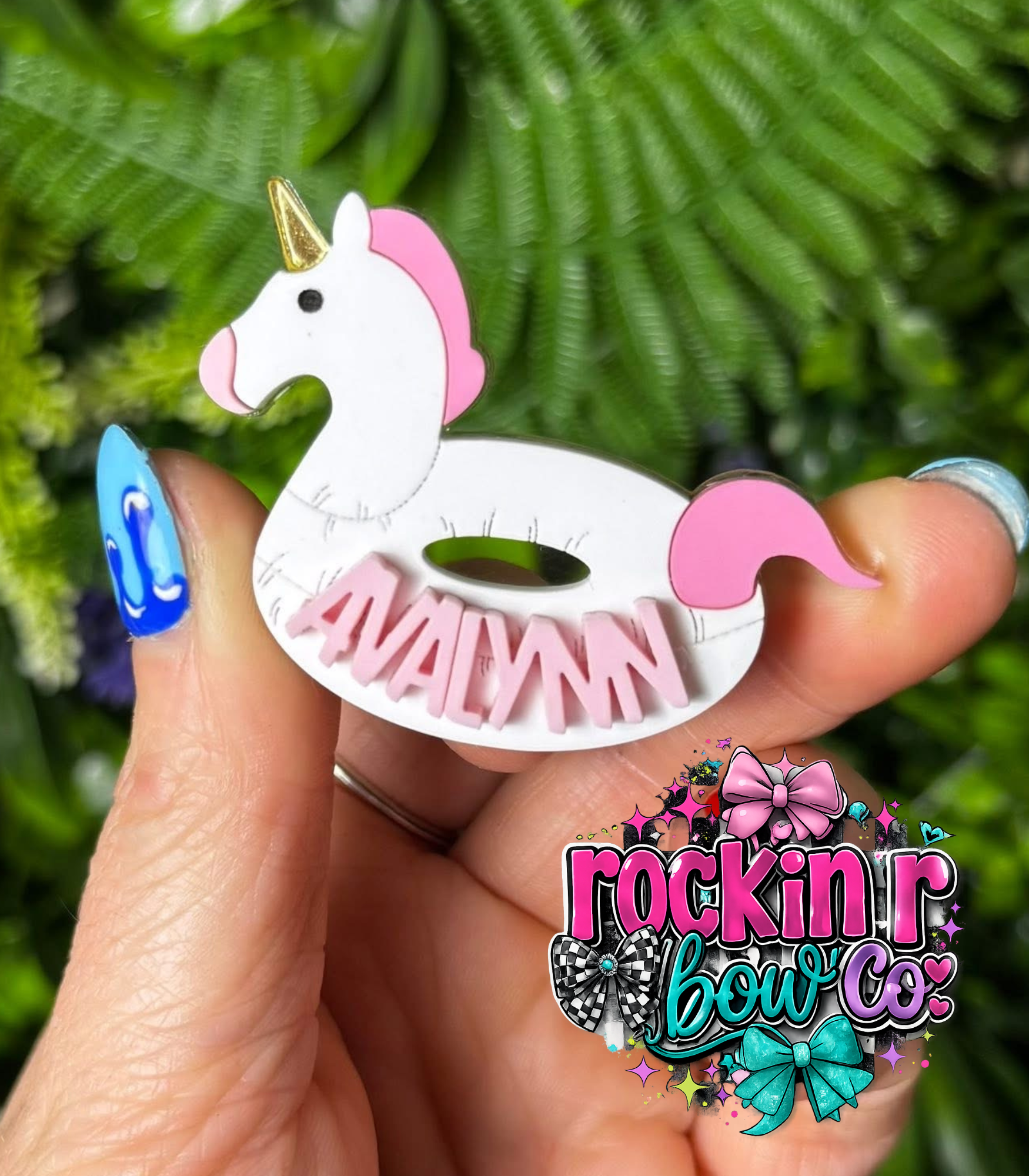 Unicorn Pool Float Bow Clip