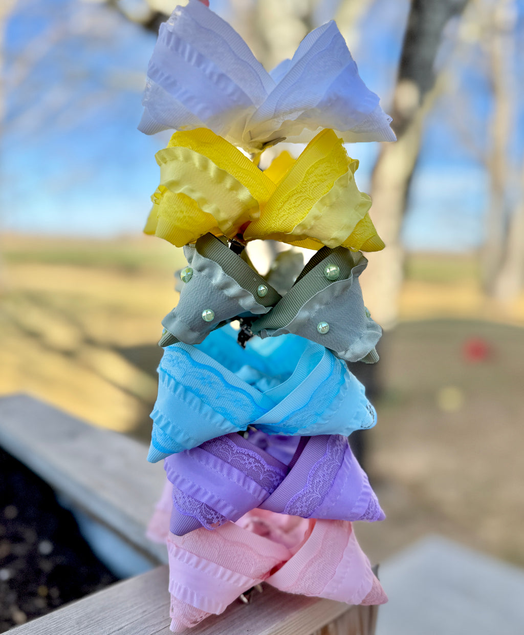 Pink Spring 3 Layer Ribbon Bow